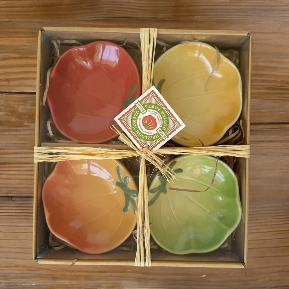 Williams Sonoma Boxcar Willie Heirloom Tomato Dipping Plates - NEW